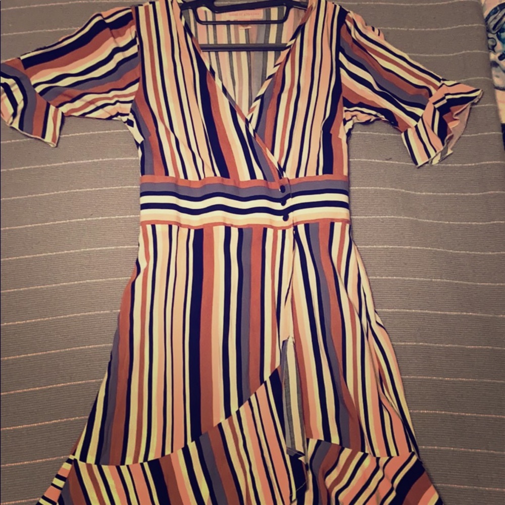 Knee length vertical stripe dress